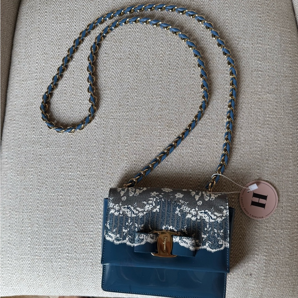Salvatore Ferragamo Blue and Gray Crossbody Bag